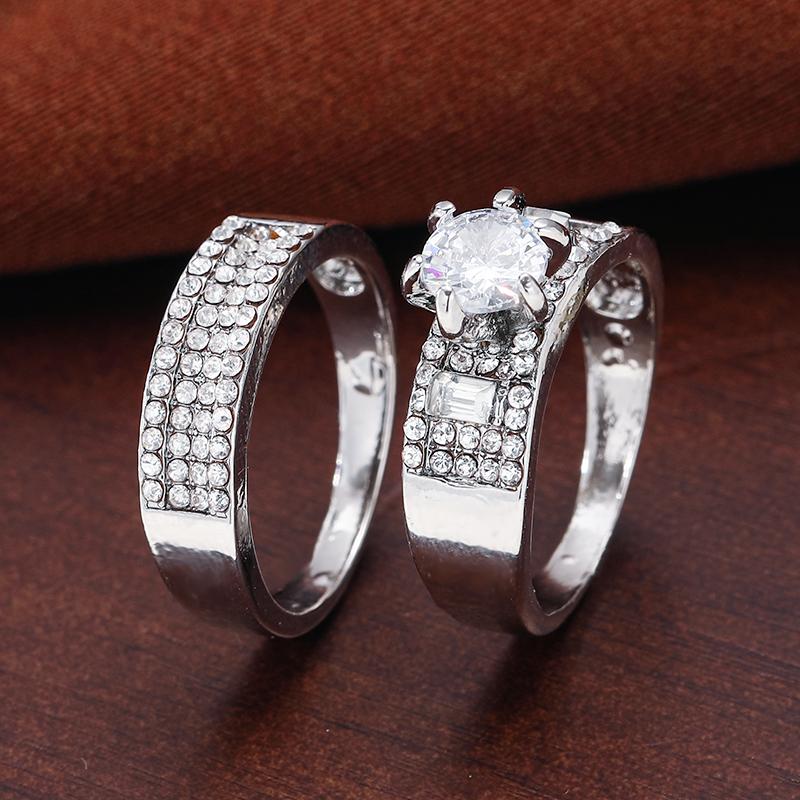 Luxury Fashion Elegant Crystal Female Zircon Wedding Ring Set Fashion  Color Simple Accessories Jewelry Rings For Woman