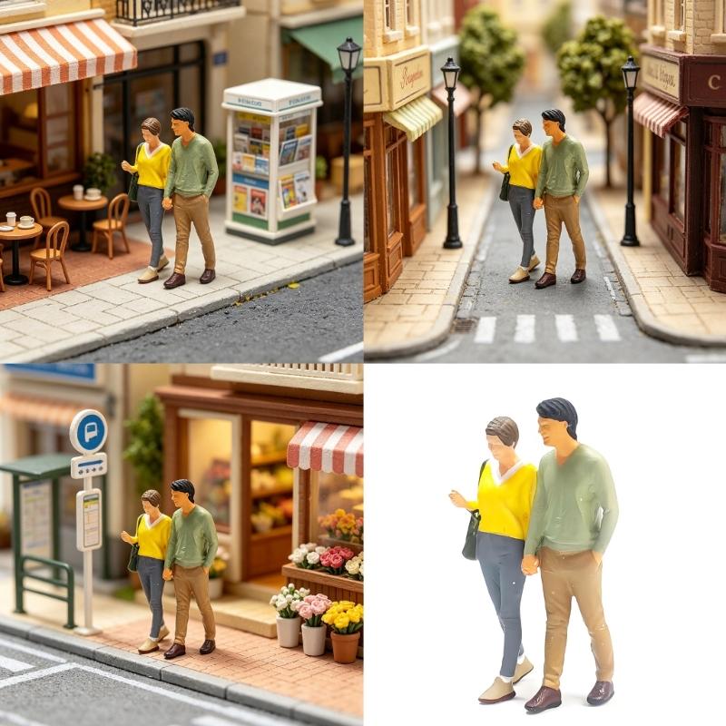 1/64 Scale Resin Miniature Couple Figure For Realistic Model Train Architectural Scene Decors And Collectible Display