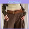 Retro Mellard Edge Suede Leather Belt For Women With Alloy Buckle Casual Style