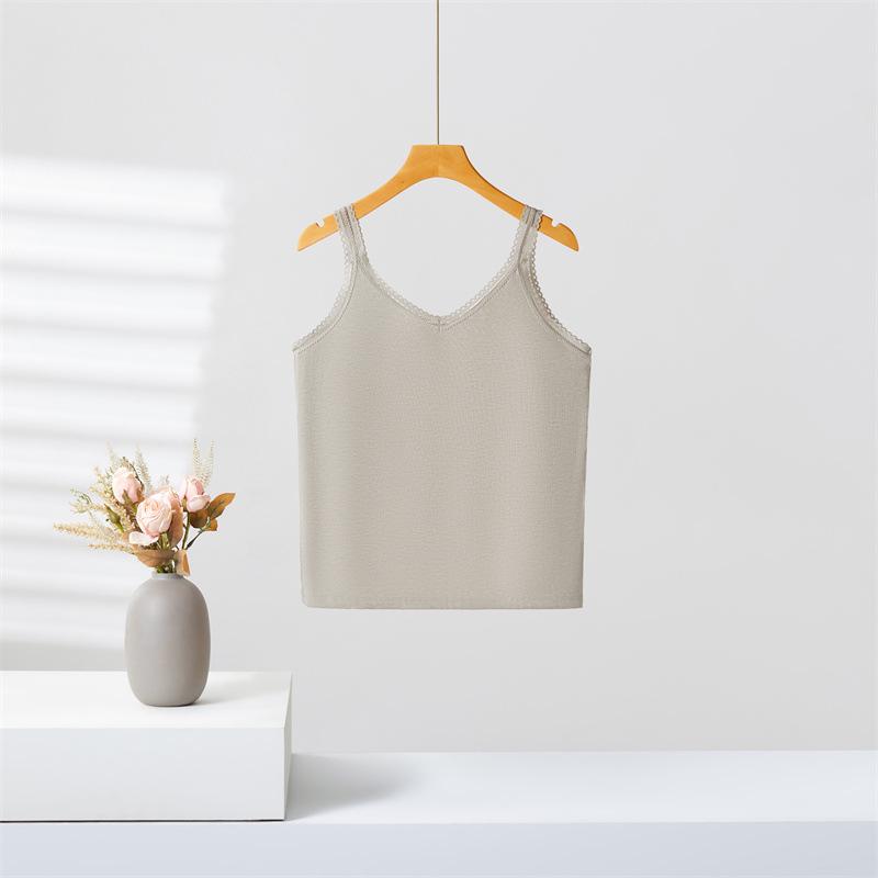 

2025 Spring Ladies Slim Lace Camisole: Elegant Back, Perfect for Summer One Size светло-серый