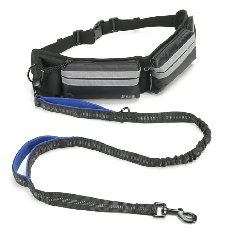 

Reflective Dog Jogging Leash with Padded Handles Adjustable Dog Waist Bag with Dog Leads for Night Safe Running Walking 1