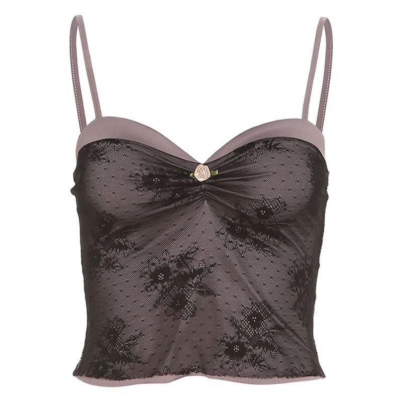 

Кружевной кружевной пэчворк с открытыми плечами жилет-слинг Black S