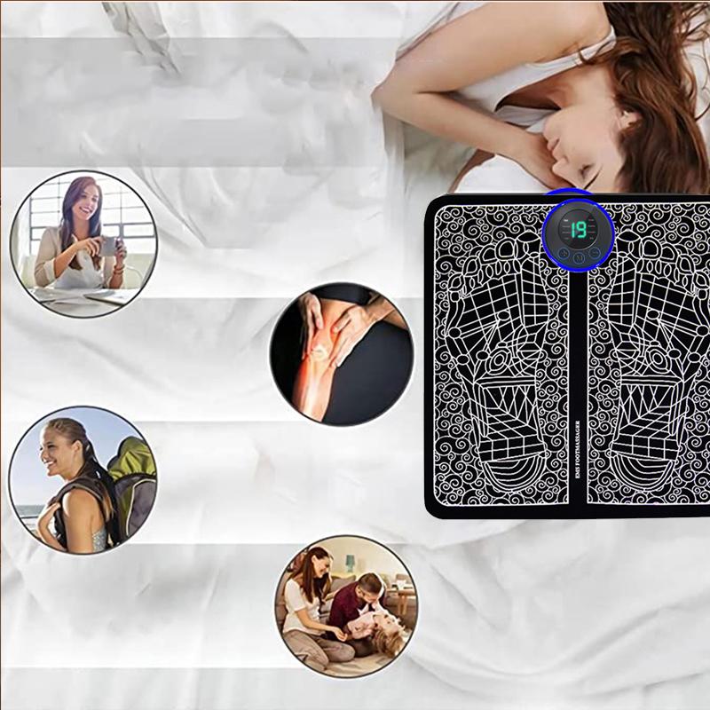 EMS Pulse Foot Massager USB Charging, 8 Modes 19 Gears for Home and Travel