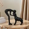 1Pc Resin Cute Puppy And Owner Craft Figurine Desktop Ornament Statue Model Indoor Home Office Decoration Pet Sculpture For Gift