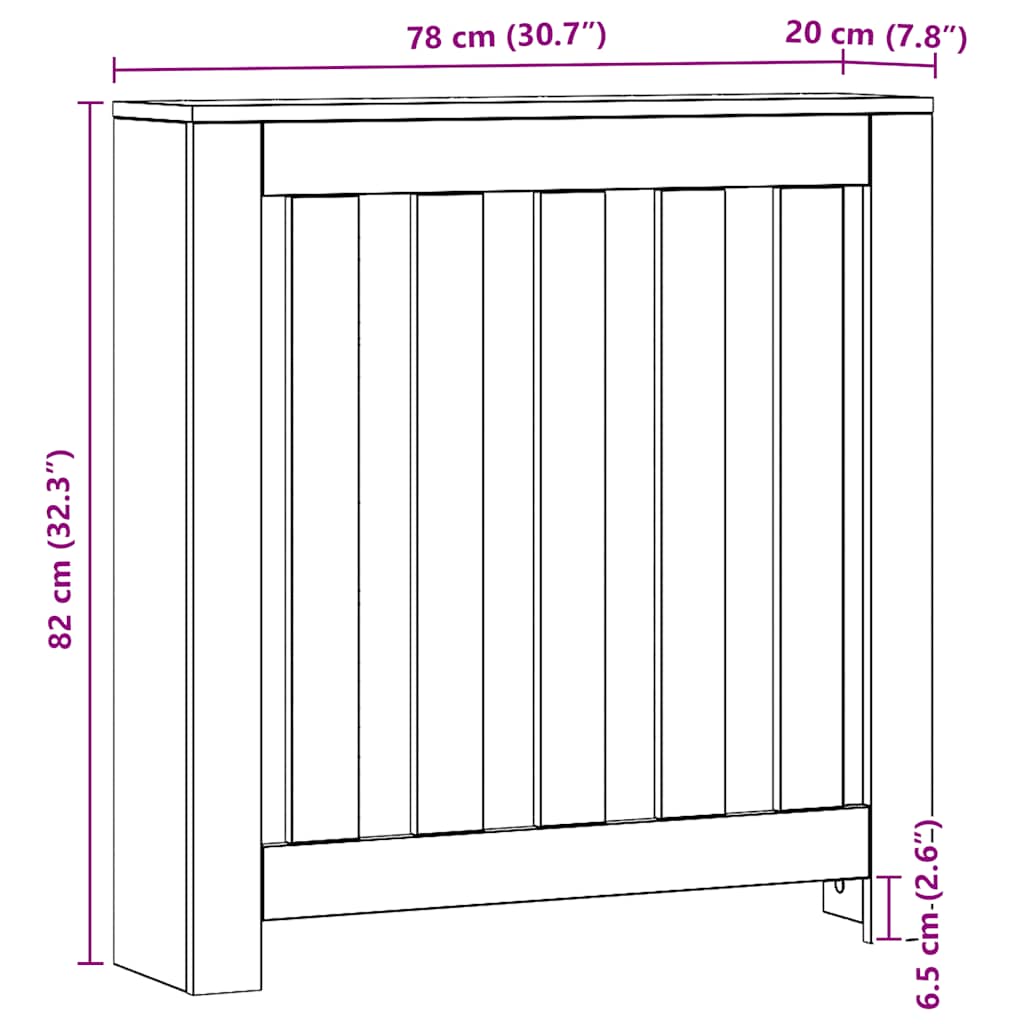 Radiator Cover Artisan Oak 78 x 20 x 82 cm Particleboard