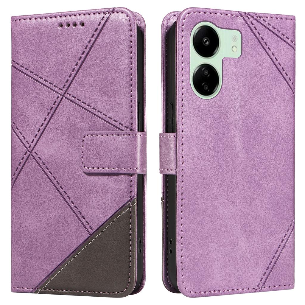 For Xiaomi Redmi 13C 5G/13C 4G/13R 5G/Poco C65 4G/Poco M6 5G Case PU Leather Stand Phone Cover Geometric Lines