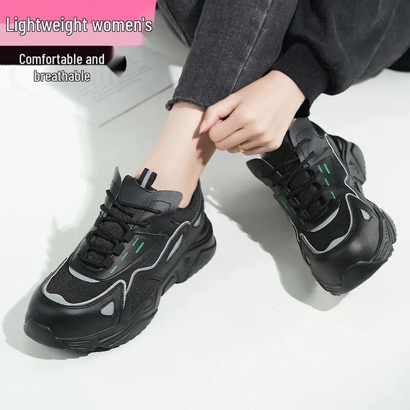 Women s Lightweight Breathable Steel Toe Safety Work Shoes 38 чёрный