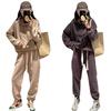 Korean Style Women's Hooded Sweatshirt & Joggers Two-Piece Set with Letter Embroidery