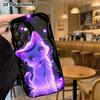 Phone Case: 2D Flat Samsung Galaxy A34 A35 S20 S22 S21 FE Plus Ultra Protective Case, Neon Glowing Purple Kitten, Christmas and Halloween Gift