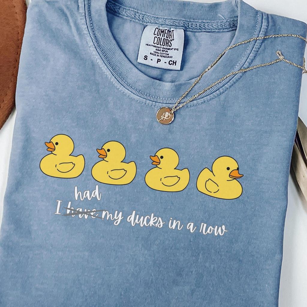 Ducks in a Row Graphic Tee - Funny Garment-Dyed Cotton T-Shirt
