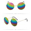 Classic Vintage Metal Round Shape Frame Colored Lenses Sunglasses Unisex Trendy  Uv Protection Reflective Sunglasses