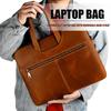 Genuine Crazy Horse Leather Laptop Sleeve MacBook Pro 15 Inch With Zipper Business Office Carry Case Unisex