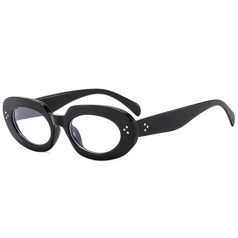 

SO&EI Oval Women Fashion Sunglasses Shades UV400 Retro Punk Rivets Men Sun Glasses As the picture