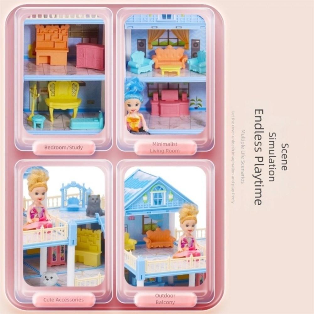 3D Doll House Set with LED Lighting Doll House Assembly Creative Villa House  Kids