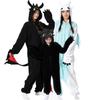 Onesie de Animales de Dibujos Animados Negro para Niños Blanco Adulto Mujeres Hombres Kigurumis Pijamas Disfraz de Fiesta de Cosplay de Halloween Navidad Ropa de Casa