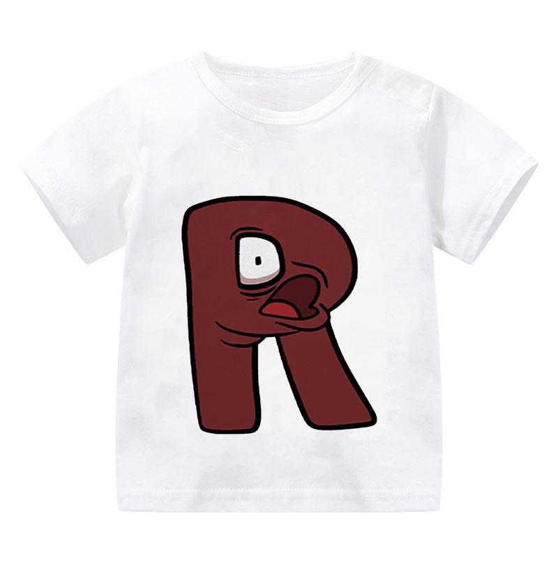 New Alphabet Lore T Shirt Print Cartoon Casual Summer Children Short-sleeved Anime T-shirt Kids Clothes Boy Game Series T Shirt