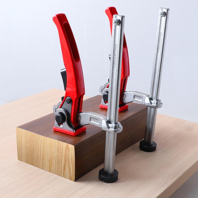 1Pc Woodworking Desktop Quick Acting Hold Down Clamp Fast Fixed Clip For Woodworking Benches 16/19/20/28MM Hole Ratchet F Clamp