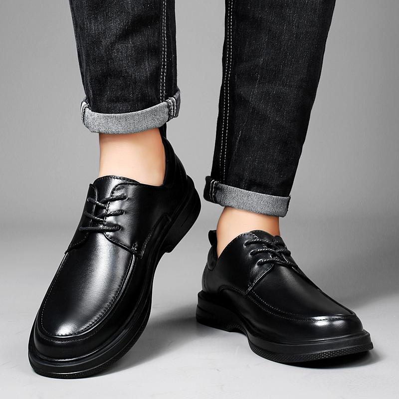 Genuine Leather Men Business Footwear Men's Lace-Up Flats 2024 New Brand Men Dress Oxfords Shoes All-match Male Wedding Shoes
