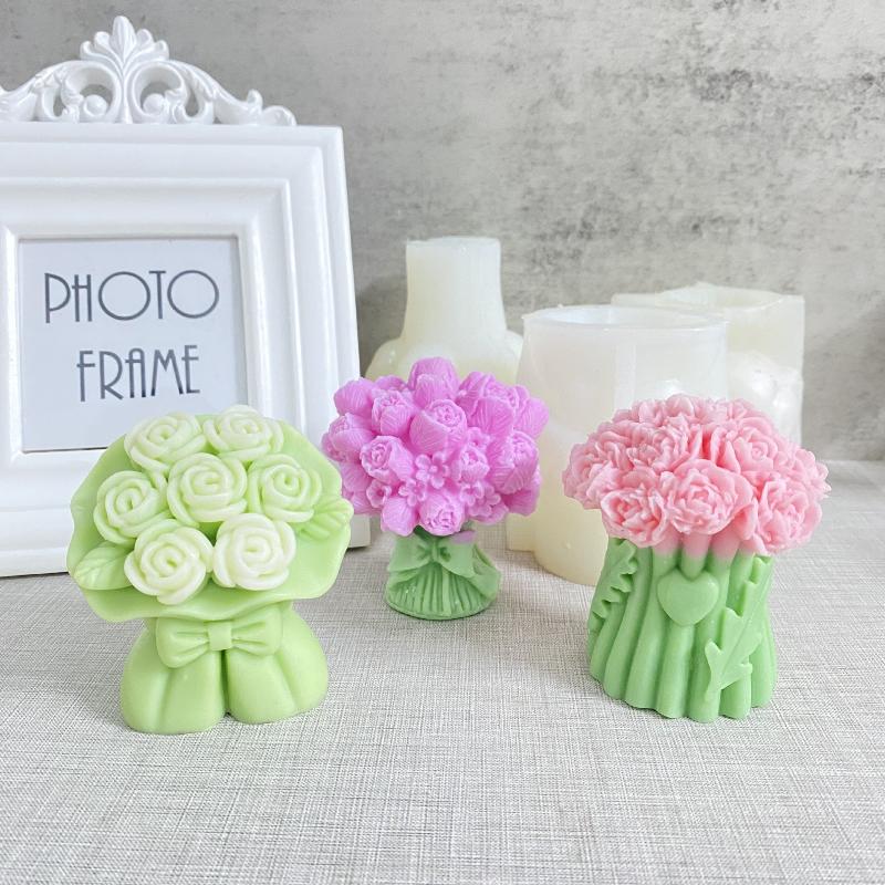 Tulip Bouquet Silicone Mold DIY Flowers Aroma Candle Molds Candle Making Supply Valentine's Day Gift
