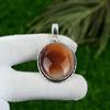 925 Silver Oval Botswana Agate Stone Daughter Art Deco Wedding Pendant Jewelry