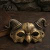 Gothic Demon Mask Halloween Ram Horn Mask, Horror Devil Half Face Lightweight Masquerade for Cosplay Costume Party