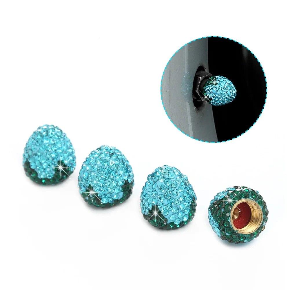 4 szt. Kryształowe nakładki na zawory opony samochodowej diamentowe błyszczące pyłoszczelne pokrywa zaworów koła pojazd Bling ozdoby samochodowe Charms Decor akcesoria samochodowe