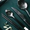 Stainless Steel Dinnerware Sets Knife And Fork Spoon Tableware Steak Chopstick Spoon Set Black Simple Western Tableware