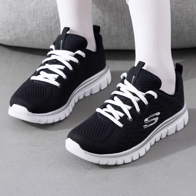 Skechers Women's 12615-BKW Lifestyle Running Shoes