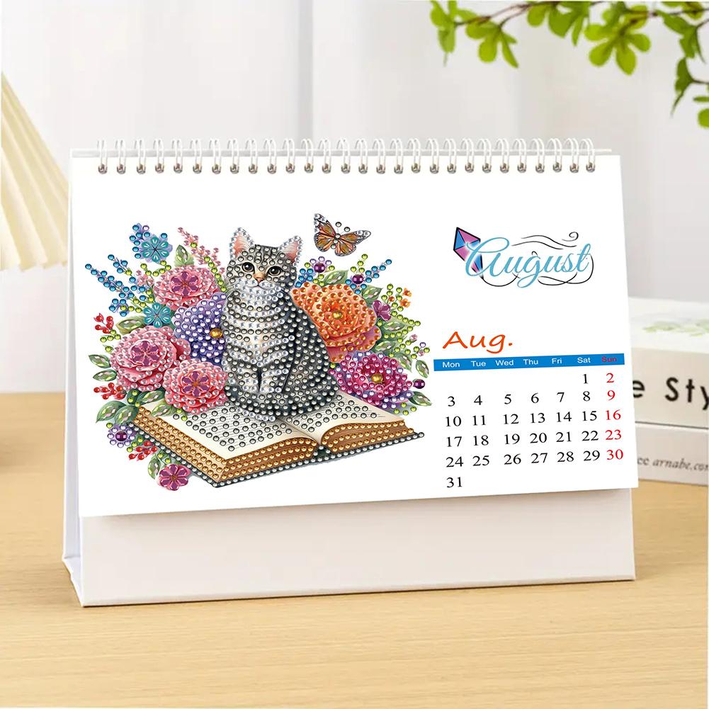 5D/DIY Kalender Diamantmalerei Kalender-Set Diamond Art Papier Tischkalender Glänzende Strasssteine Dekor Kalender Geschenk für Freunde