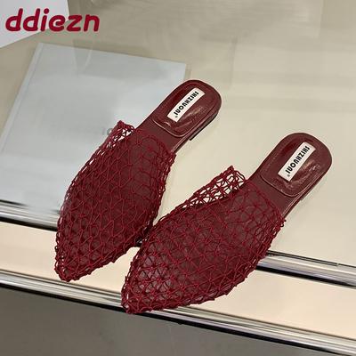 Fashion Fashion Flats Slippers Shoes For Women Mules Summer Beach Slides Female Footwear Pointed Toe Ladies Flats Slippers Sandals Shoes