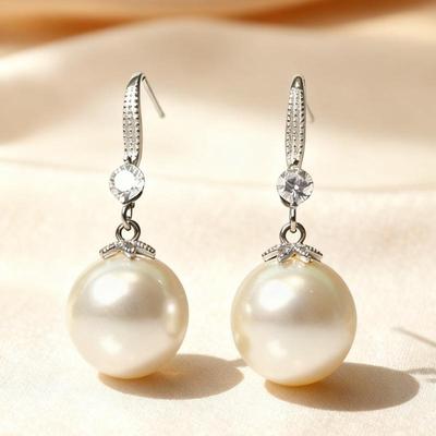 S925 Silber Weißkupfer Perlen Tropfen Ohrstecker für Damen