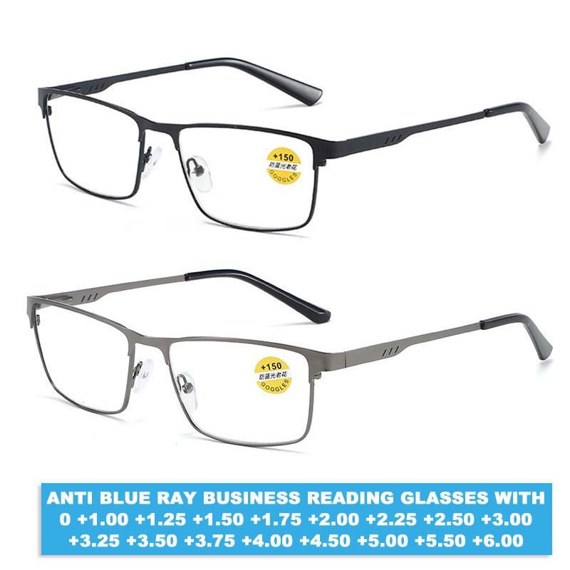 Men Metal Computer Reading Glasses Presbyopic Eyewear 0+1.0+1.25+1.5+1.75+2.0+2.25+2.5+2.75+3.0+3.25+3.5+3.75+4.0+4.5+5.0+5.5+6