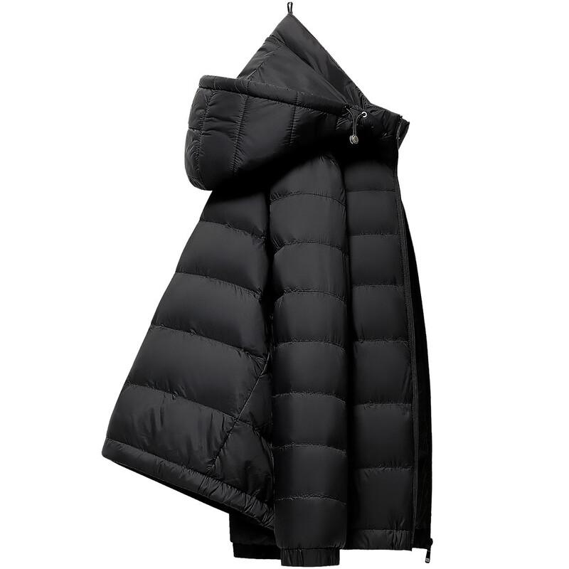 XueZhongFei Leichte Herren-Daunenjacke kurz mit abnehmbarer Kapuze