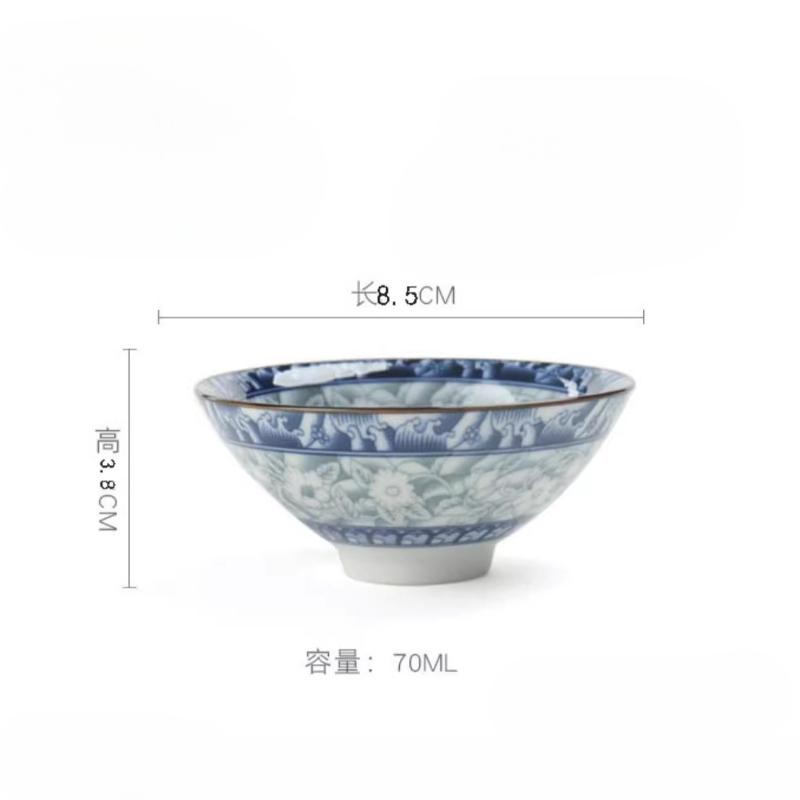 70ml Ceramic Large Master Tea Cup Blue and White Porcelain Kung Fu Tea Cup Douli Tea Bowl Personal Home Use Cup