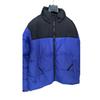 Men Cotton Coat Stand Collar Long Sleeve Patchwork Color Cotton-Padded Jacket with Pockets Zipper Placket Windproof Cuffs Cotton Outwear