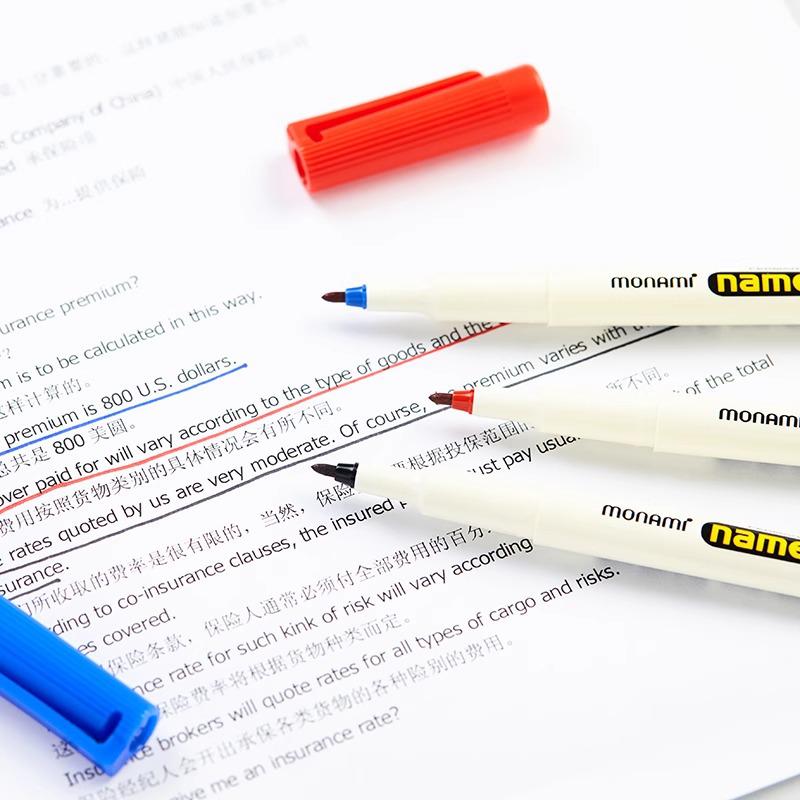 MonaMe Waterproof Oil-Based Marker Set – Black, Red, Blue – 1.0mm Fine Liner, No Smudging