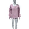 Spring Autumn Women's Lace Splice Knit Top, Elegant Fashion Casual Versatile Blouse For Women, European American Style Outerwear
