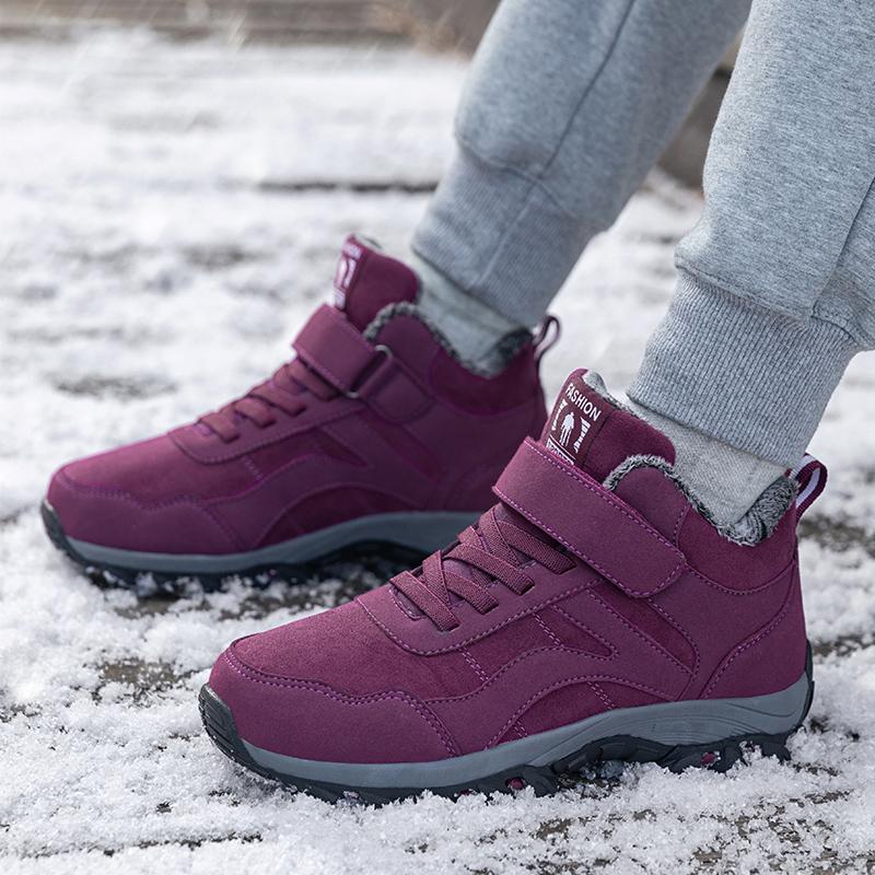 High-top large cotton shoes, winter velvet thickened warm cotton boots, medium walking sports shoes