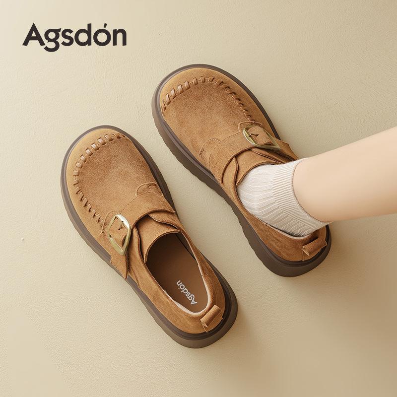 Augustine platform Birkenloafer shoes women's 2025 new autumn soft-soled single shoes retro small leather shoes