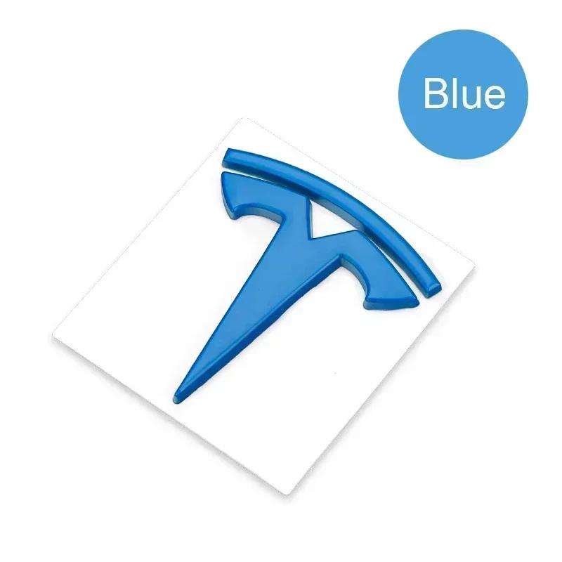 

6X6.6CM Metal 3D for Tesla Model S Y X 3 Roadster Cybertruck Car Side Badge Rear Trunk Body Sticker Decal Body Decoration синій