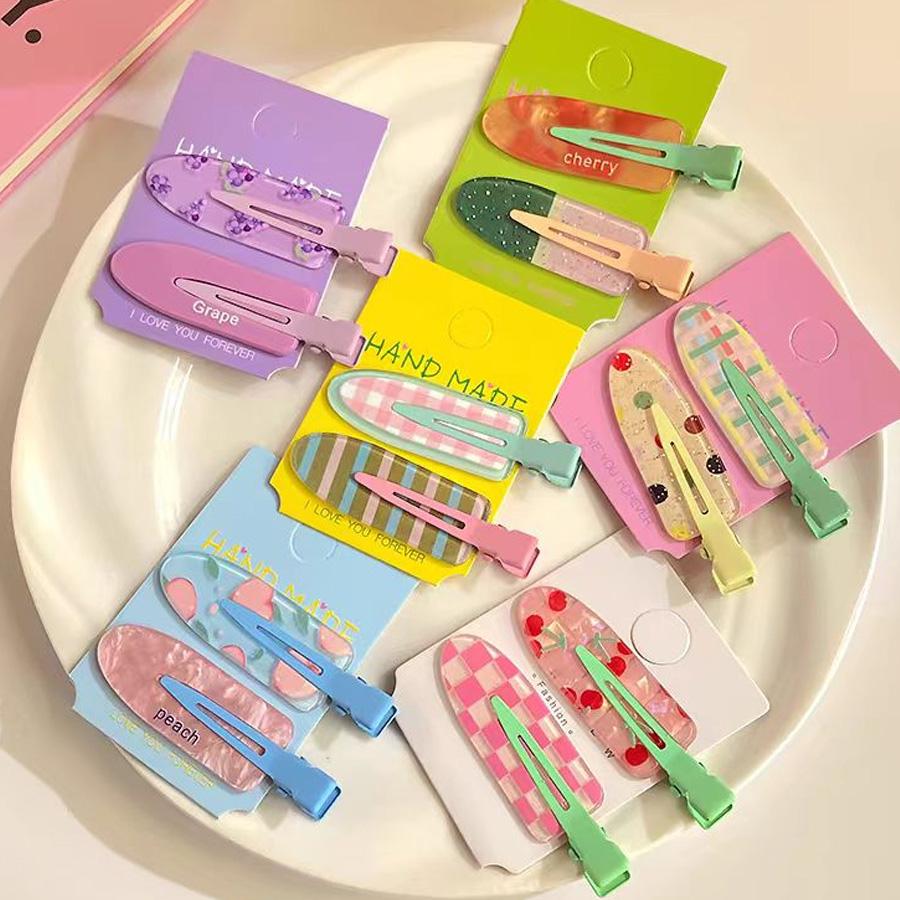 2 Stück/Packung Süße Bunte Cartoon Frucht Spurlos Haarnadeln Für Mädchen Niedliche Haarspangen Haarspangen Haarklammern Schöne Haaraccessoires