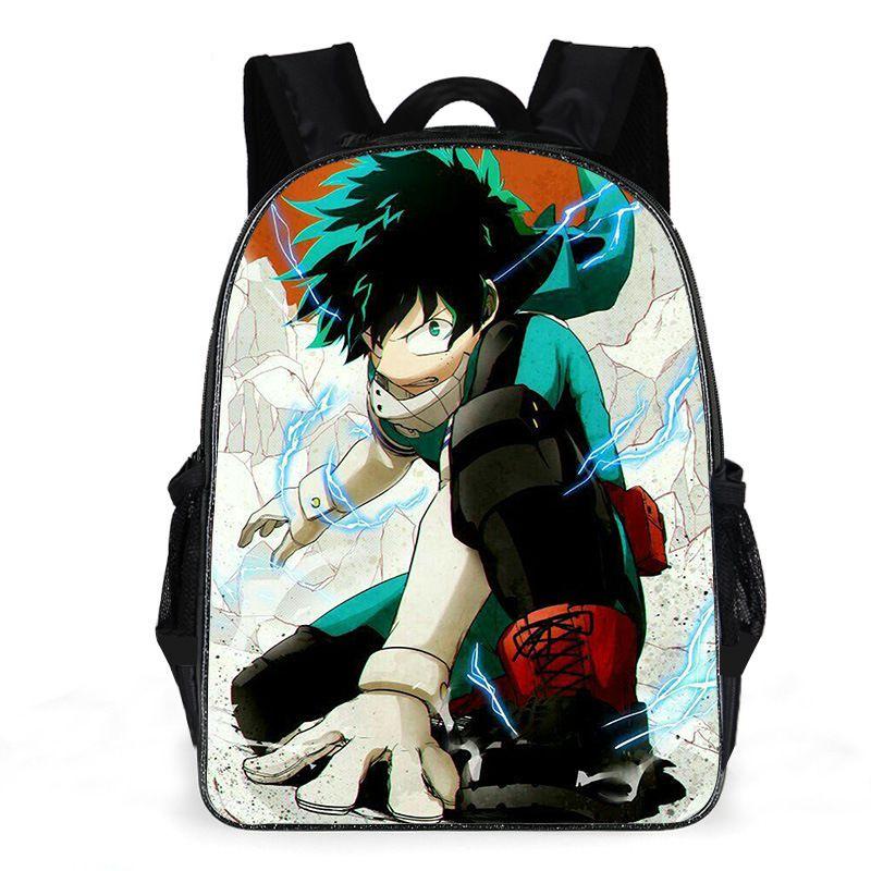 Polyester My Hero Academy Casual Backpack For Outdoor Travel Adjustable Strap And Spacious Design