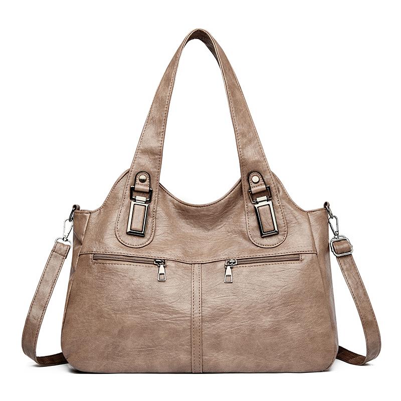 Women's Bag Lightweight Stitching Soft Leather Tote Bag Large Capacity Mother Bag