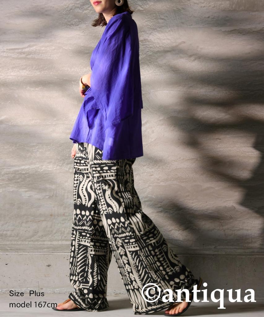 Antiqua Indian Cotton Regular Size Black Women's Wide-Patterned Pants, IYA-00009, (S-L Size), 05,