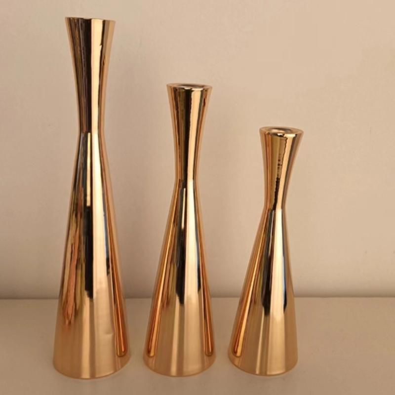 Modern Candle Stands 3 Piece Decorative Taper Candlestick Metal Candleholders For Table Centerpieces Or Patios Decors