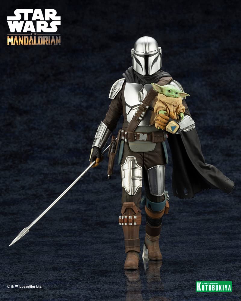 Mandalorian Grogu med Beskar Staff-skala PVC-malt enkel monteringsfigur ARTFX+ & 1/10