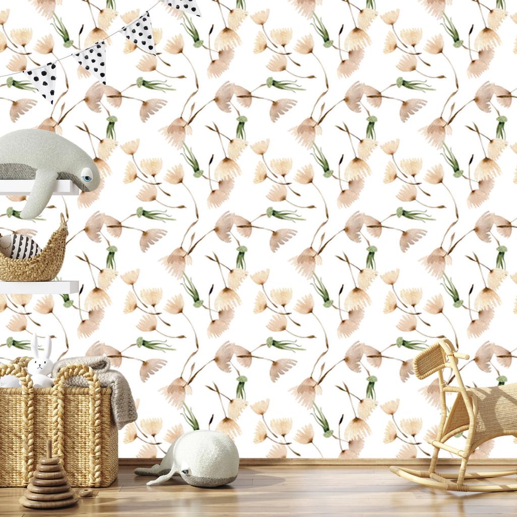 Dandelion Seeds Wallpaper in Watercolor Style for Living Room and Bedroom 50x1000