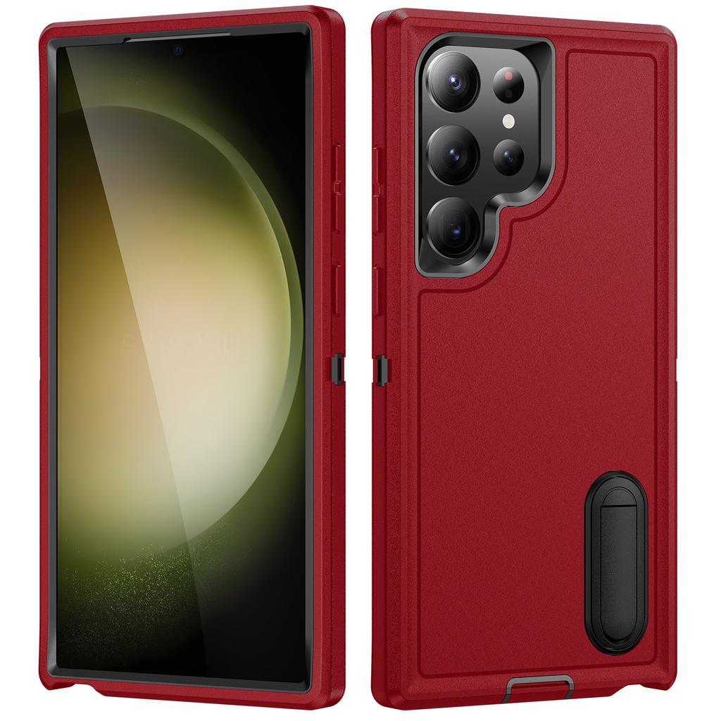 Phone Case with Bracket, Three Proof Phone Case with Dust Plug, for Samsung Protective Case Soft Shell