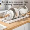 Organizzatori per armadietti da cucina Scaffale per pentole Scaffale per pentole espandibile in acciaio inossidabile Organizzatore per taglieri Ripiano per pentole per asciugatura
