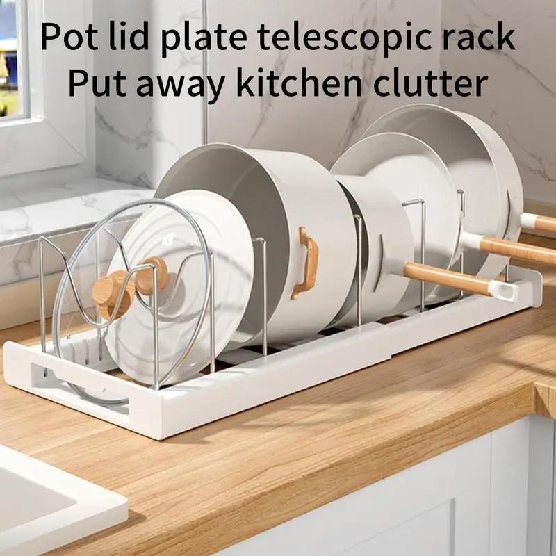 Organizzatori per armadietti da cucina Scaffale per pentole Scaffale per pentole espandibile in acciaio inossidabile Organizzatore per taglieri Ripiano per pentole per asciugatura